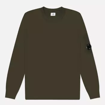 Мужской свитер C.P. Company Cotton Crepe Crew Neck Lens Knit, цвет оливковый, размер M