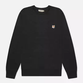 Мужской свитер Maison Kitsune Fox Head Patch Regular R-Neck, цвет серый, размер S