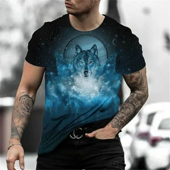 Fashoin 3D Printed Футболки для мужчин Пуловер Oversize Wolf Graphic Мужская футболка Сублимационная летняя мужская крутая футболка Streetwear S
