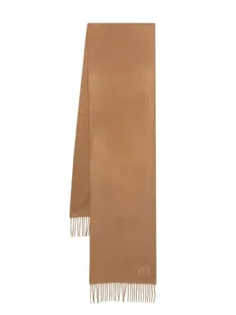Max Mara кашемировый шарф с вышитым логотипом, коричневый
