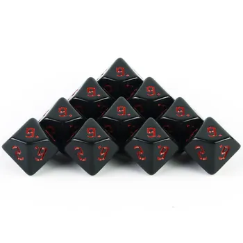 10 шт. многогранных игральных костей D10 DND для настольной игры/образования, развлечений/подарков белый