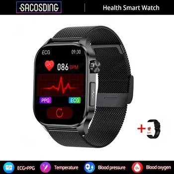 SACOSDING ECG + PPG + HRV Здоровье Смарт-часы 2.04-дюймовый полный сенсорный экран 380 мАч артериальное давление кислород в крови Bluetooth Звонок Смарт-часы для женщин и мужчин