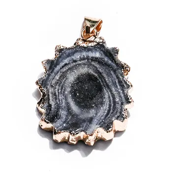 Подвеска из натурального агата Vug Sunflower, ожерелье из солнечного агата Vug Milky Way, нерегулярный орнамент Triangle a (Random One)