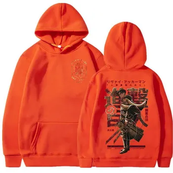 Горячая аниме-толстовка с капюшоном «Атака титанов» Levi XS чёрный