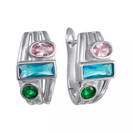 Серьги с английским замком из серебра SE30193_SR_CRYST_001_WG