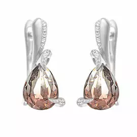 Серьги с английским замком из серебра CZ-E01189-X-W-BX22-X-W
