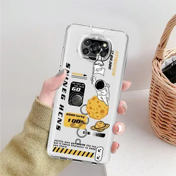 Прозрачный чехол с изображением астронавта из мультфильма для Xiaomi Mi Poco X3 NFC M3 Pro F3 F1 11 Lite 12 Redmi Note 10 9S 8 7 9, мягкий чехол для телефона Xiaomi Poco M3