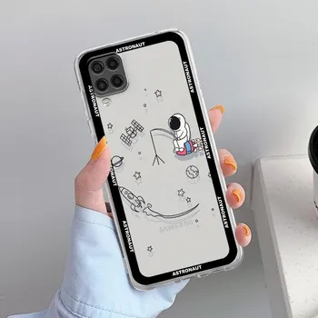 Astronaut Cute Clear Case For Samsung Galaxy A52 A12 A51 A32 A21s A71 A32 A22 50 A70 A31 A72 5G Phone Cover Samsung A71 5G