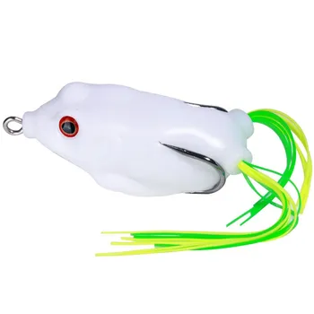 Реалистичная мягкая приманка Topwater Frog - острые крючки для ловли окуня и соленой пресной воды зелёный