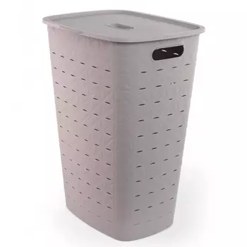 корзина для белья CURVER Softex 56л 43х33х60см пластик с крышкой серый