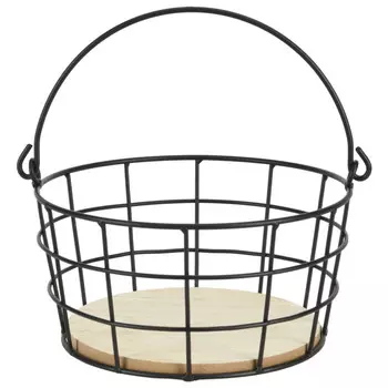 корзина для хранения KOOPMAN 190х190х95мм круглая черный металл/МДФ