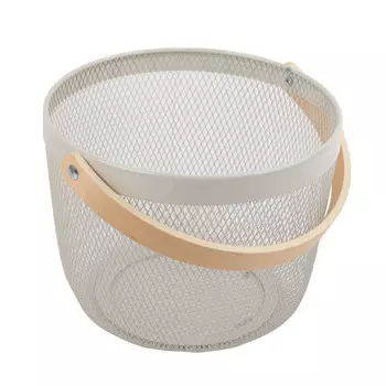 корзина TODELIA Netty 250х245х185мм с ручкой металл/дерево белый