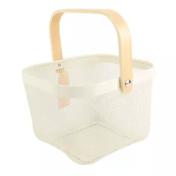 корзина для хранения TODELIA Thorm 250х245х185мм с ручкой металл/дерево белая