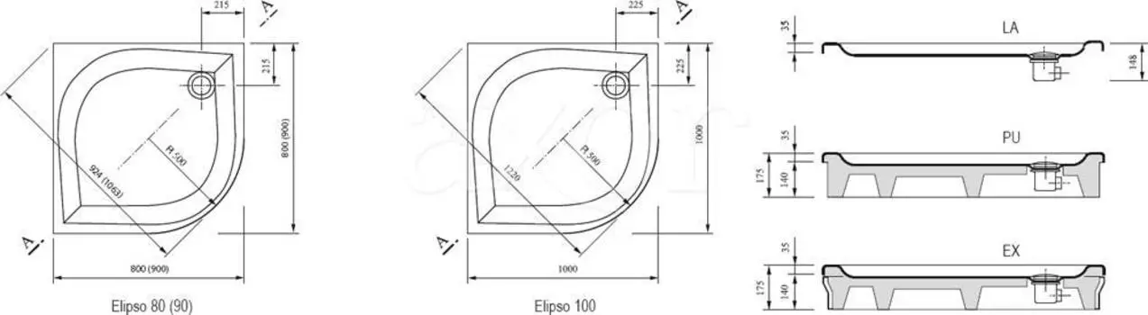 Душевой поддон Ravak Elipso 100 EX