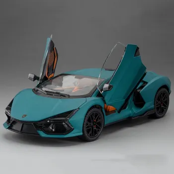 1/24 Новая игрушечная модель спортивного автомобиля Lamborghini Revuelto из сплава с открывающимися дверями, подъемным механизмом и задним крылом, звуком и светом, коллекция детских подарков оранжевый