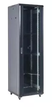 Шкаф напольный 19", 42U Rexant 04-4288-212 8008002054, дверь сплошное стекло, черный, RAL 9005