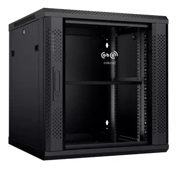 Шкаф настенный 19", 15U Cabcoil CC-WL-15.6.6-G-BK 600x600x769, дверь стекло в металлической раме, цвет черный