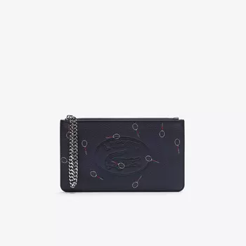 Кошелёк Lacoste на молнии из зернистой кожи с принтом Croco Crew