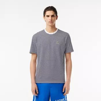 Мужская полосатая футболка Lacoste из плотного хлопка