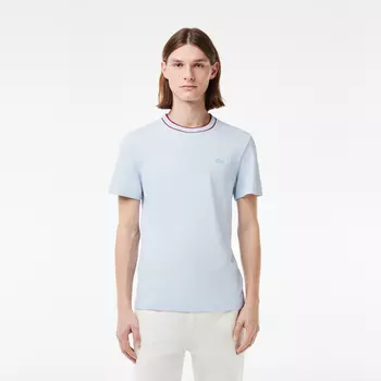 Мужская футболка Lacoste с воротником в полоску из эластичного хлопка