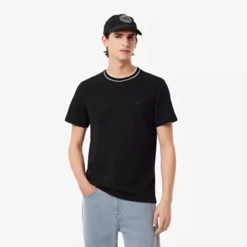 Мужская футболка Lacoste с воротником в полоску из эластичного хлопка