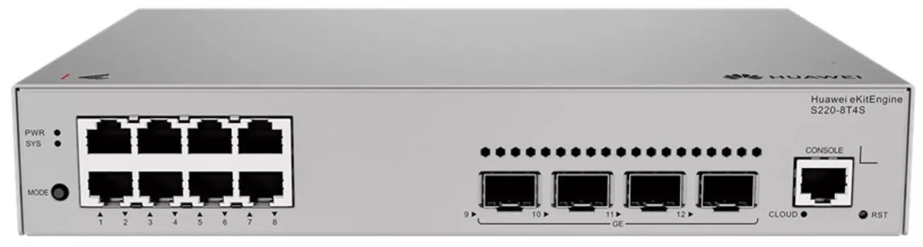 Коммутатор Huawei S220-8T4S 98012384 (L2+, 8*10/100/1000BASE-T ports, 4*GE SFP ports, built-in AC power)