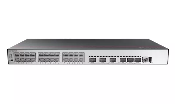 Коммутатор Huawei S5735-L24P4XE-A-V2 (24*10/100/1000BASE-T ports, 4*10GESFP+ ports, 2*12GE stack ports, PoE+, AC power + 02311VGN, Basic SW)
