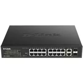 Коммутатор неуправляемый D-link DES-1018MPV2/A1A 16x10/100 PoE (247 Вт), 2xCombo UTP/SFP Gigabit, 19"