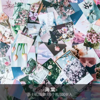 100 шт. Весна, лето, осень, зима Мини-открытка из крафт-бумаги INS Flower Postcard Letter Convert Decoration LOMO Cards