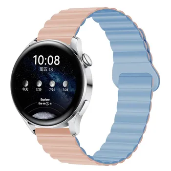 Силиконовый ремешок с магнитной петлей для Samsung Galaxy watch 6 5 pro 4 Classic active 2-звенный браслет huawei GT 2-2e 3-4 ремешок 20 мм 22 мм 20mm watch band чёрный