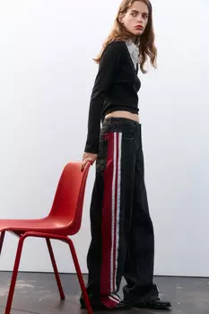 Джинсы baggy fit с лампасами