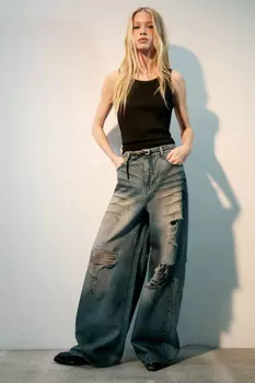 Джинсы baggy fit с состаренным эффектом