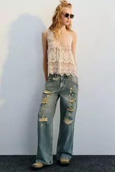 Джинсы baggy fit широкие рваные