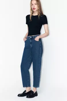 Джинсы mom fit укороченные с высокой посадкой