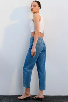 Джинсы mom fit укороченные с высокой посадкой