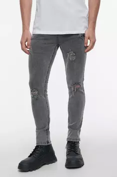 Джинсы skinny облегающие с рваными коленями