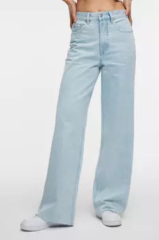 Джинсы wide leg широкие с открытыми срезами