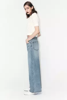 Джинсы wide leg широкие с высокой посадкой