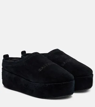 Аляскинские замшевые платформы-мюли Balenciaga, черный