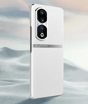 Роскошный защитный чехол для камеры из искусственной кожи для Honor 90 Pro Honor90 Honor Magic 5 Pro с жесткой гальванической рамкой, задняя крышка For Honor 90 чёрный