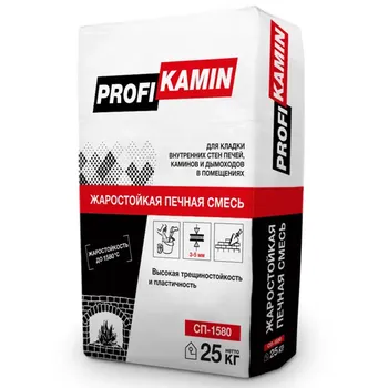 Кладочная смесь для печей и каминов ПрофиКамин огнеупорность 1580°С 25 кг