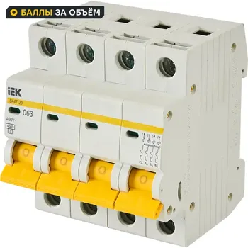 Автоматический выключатель IEK ВА47-29 4P C63 А 4.5 кА