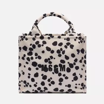 Сумка MSGM Canvas Printed Small Tote, цвет белый