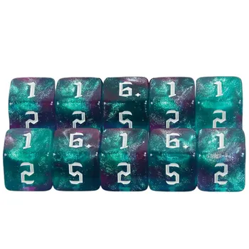 Набор многогранных игральных костей D6, 10 шт., 6-гранные цифровые игральные кости, настольная игра для бара, клуба, вечеринки, аксессуары 01