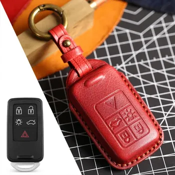 Роскошный кожаный чехол для ключей HALLMO для VOLVO «Все включено» 6 buttons чёрный