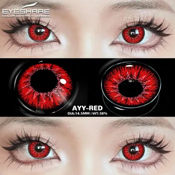 EYESHARE 1 пара цветных контактных линз для Хэллоуина, красные, синие, фиолетовые линзы 14,5 мм, косплей, аниме, косметика, макияж, цветные линзы