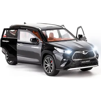 Модель автомобиля Toyota Highlander в масштабе 1/24, игрушечный автомобиль из цинкового сплава со звуком и светом для детей, подарок для мальчиков и девочек 1/24-Size:21*8*7.5cm красный