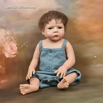 Силиконовая кукла Reborn для всего тела 49 см, такая настоящая, выглядящая хмурой, кукла для новорожденного, ручная работа, куклы для маленьких мальчиков с корнями для детей, подарок на день рождения, Рождественский подарок full silicone girl