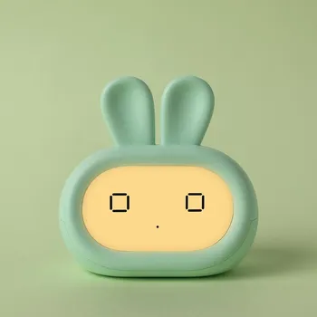 Цифровой будильник Kawaii Bunny с плавной регулировкой яркости, таймером для детской комнаты, учебы, декора и подарка