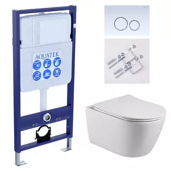 Комплект инсталляция Aquatek Standart INS-0000012 + унитаз Бетта AQ1253W-00 + кнопка KDI-0000018 + комплект креплений